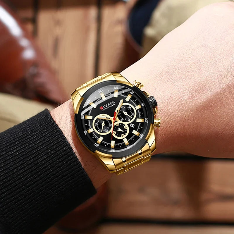 Montre à quartz CURREN pour hommes, marque de luxe, mode, affaires, montres en acier étanches pour hommes, montre-bracelet de sport, Relogio Masculino