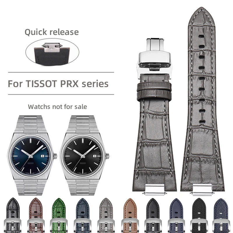 27 * 12mm 1853 PRX T137 watch strap for Tissot PRX men 40mm T137.407/T137.417 raised strap plain/bamboo/lychee pattern watchband
