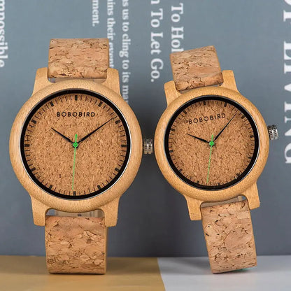Montre en bois pour couple BOBOB BIRD pour homme et femme, montres personnalisées pour amoureux, cadeaux d'anniversaire dans un coffret cadeau en bois