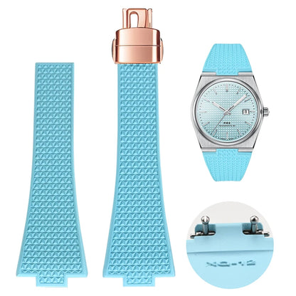 Bracelet en caoutchouc fluoré pour Tissot PRX Series 35mm 40mm Boucle Papillon FKM 11mm 12mm Étanches, Bracelet de Montre à Dégagement Rapide de Remplacement
