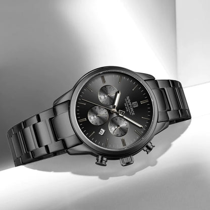 Montre Homme NAVIFORCE Quartz Calendrier Étanche 3ATM Affichage de la Date Bracelet en Acier Montre-Bracelet de Luxe Sport à la Mode NF8076
