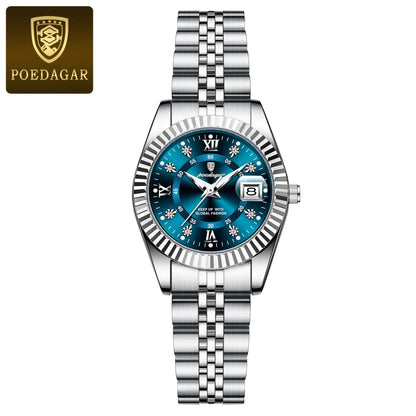 POEDAGAR Top Luxury Watch For Women Waterproof Stainless Steel Luminous Date Ladies Watch Quartz Fashion Elegant Women's Watches