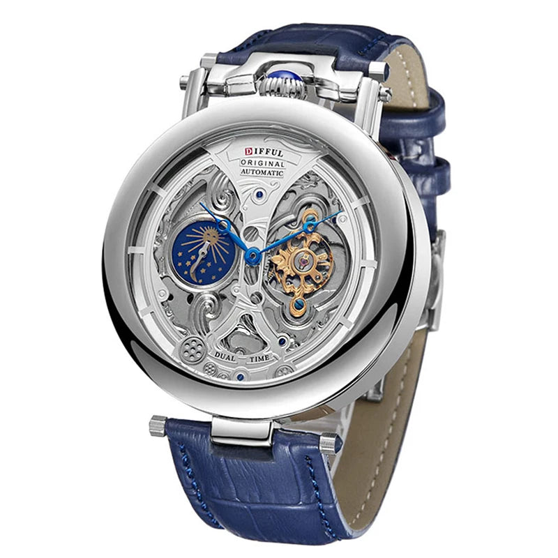 Nouvelles montres mécaniques automatiques creuses à la mode pour hommes, montres-bracelets squelettes à tourbillon en cuir décontractées, Relogio Masculino