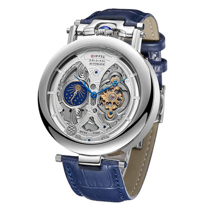 Nouvelles montres mécaniques automatiques creuses à la mode pour hommes, montres-bracelets squelettes à tourbillon en cuir décontractées, Relogio Masculino