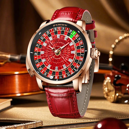 NOUVELLE montre mécanique à cadran rotatif en diamant rouge PINDUI Design avec mouvement NH35 en acier inoxydable, montre automatique de luxe pour hommes