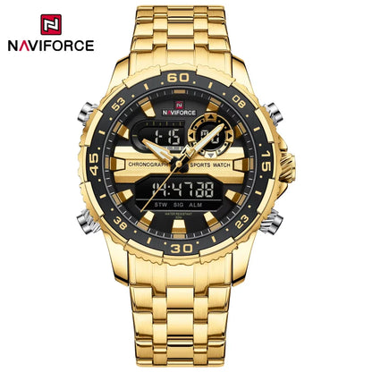 Montres Homme NAVIFORCE Original Tendance Marque LCD Affichage Analogique Numérique Quartz Homme Horloge 30m Étanche Lumineuse Montre-Bracelet Homme