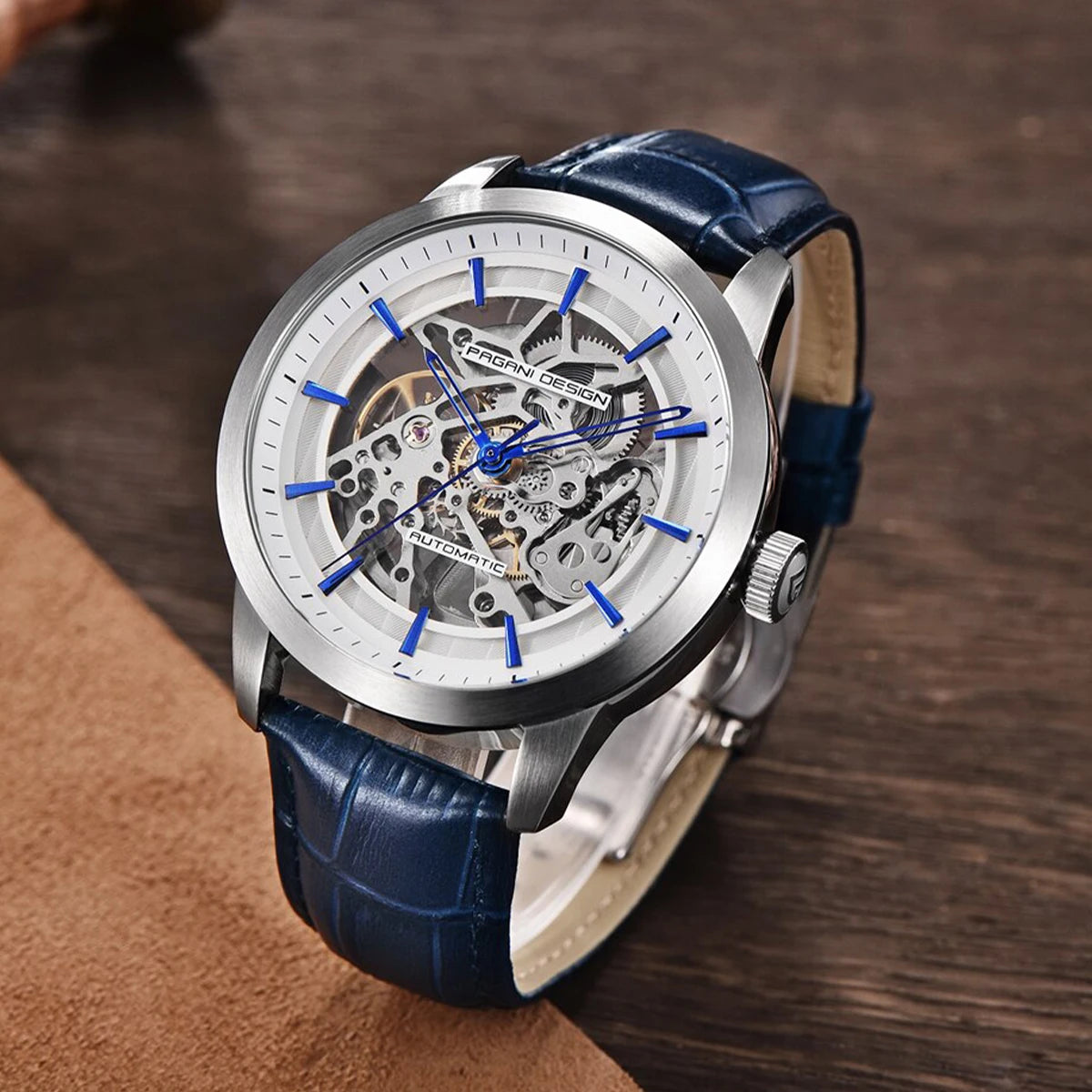 ChronoState Falcon Edge Automatic Skeleton Leather Watch for Men