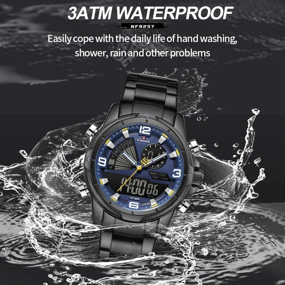NAVIFORCE NF9257 Dual Display Stainless Steel Watch