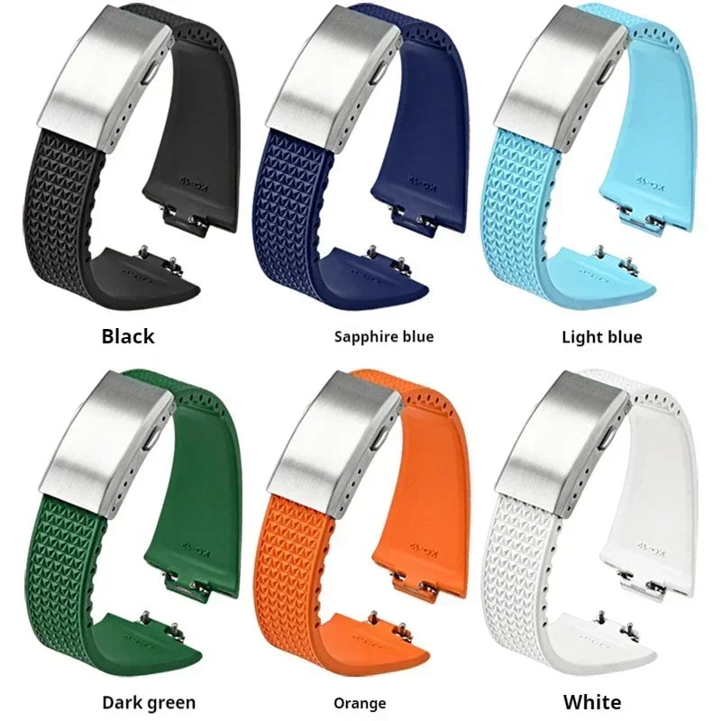 Bracelet en caoutchouc fluoré pour Tissot PRX Series Super Player 35mm 40mm FKM Femmes Hommes Boucle déployante à dégagement rapide Bracelet de montre 11mm 12mm