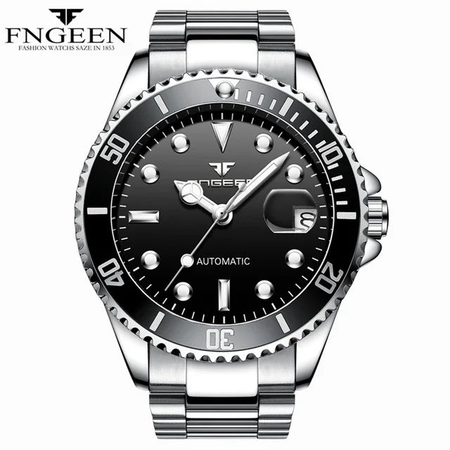 FNGEEN 9001 Luxury Brand Men Watch Steel Tourbillon Skeleton Mechanical Watches Luminous Automatic Date Diamond Wristwatch