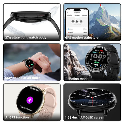 Nouvelle smartwatch GPS chaude AMOLED 1,43, Boussole, étanche IP68, appel Bluetooth, montre multisports, cadeau pour hommes et femmes pour Android