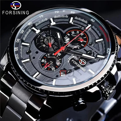 Men's Automatic Mechanical Watch - Stylish Skeleton Design, with Time and Date Display, Transparent Hollow Case Back, Versatile Business and Casual Style, Personalized Men's Watch, Perfect Gift for Him, No Batteries Required