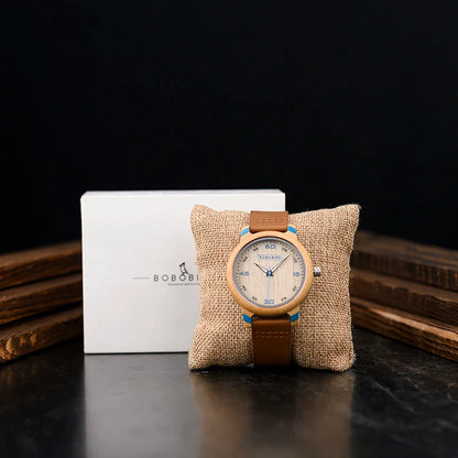 BOBO BIRD Universal Bamboo Wooden Leather Watch
