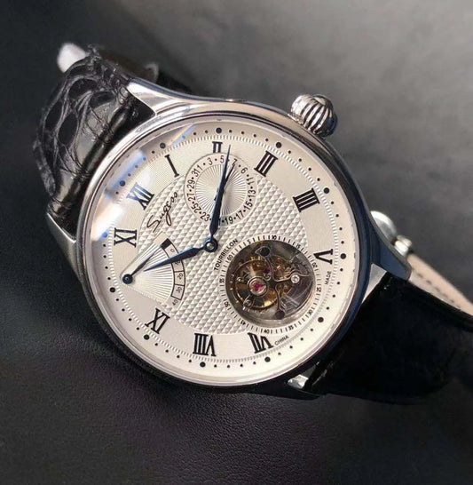 Sugess Real Tourbillon Watch Genuine Original ST8001 Movement Mens Calendar Skeleton Gold Diamond Watches Hand Winding/Auto