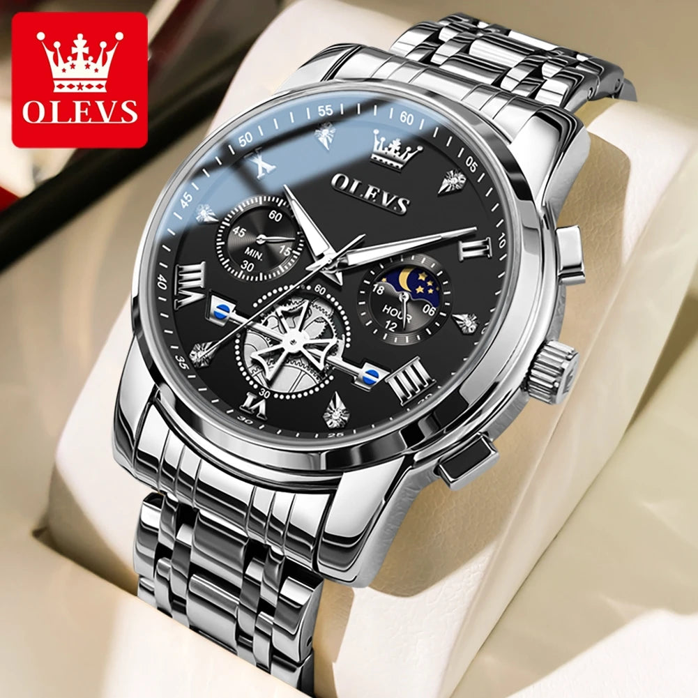 OLEVS Classic Multifunctional Flywheel Moon Phase Watch