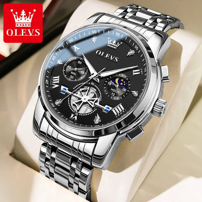 OLEVS Classic Multifunctional Flywheel Moon Phase Watch