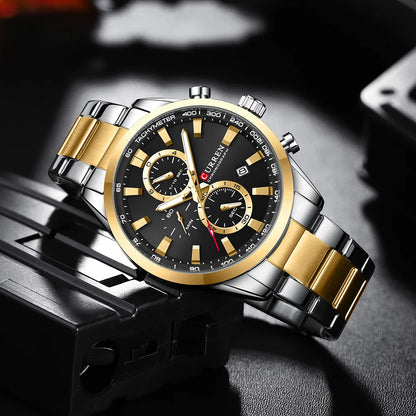 CURREN Montre Sport Chrono à Quartz pour Homme - Bracelet en Acier Inoxydable et Cadran Multifonction