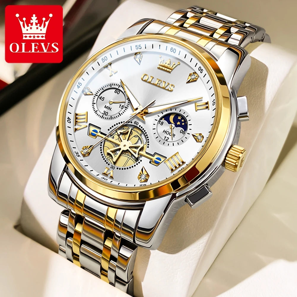 OLEVS Classic Multifunctional Flywheel Moon Phase Watch