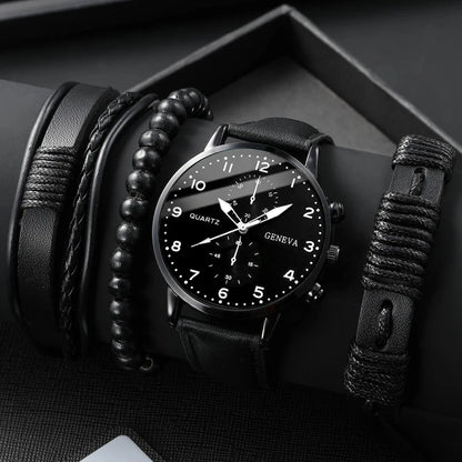 Lot de 5 montres-bracelets à quartz pour homme avec cadran arabe et bracelet en cuir (sans boîte)