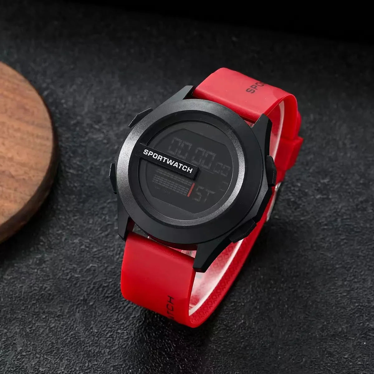 Digital sports watch with LED display, alarm and multifunction features