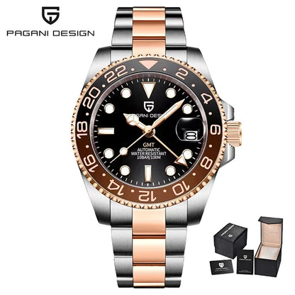 Montre Homme PAGANI DESIGN GMT 40mm Automatique Verre Saphir Acier Inoxydable Étanche Top Marque Cadeau RelogioMasculino