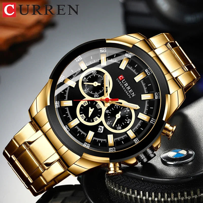 Montre à quartz CURREN pour hommes, marque de luxe, mode, affaires, montres en acier étanches pour hommes, montre-bracelet de sport, Relogio Masculino