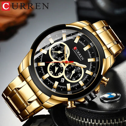 Montre à quartz CURREN pour hommes, marque de luxe, mode, affaires, montres en acier étanches pour hommes, montre-bracelet de sport, Relogio Masculino
