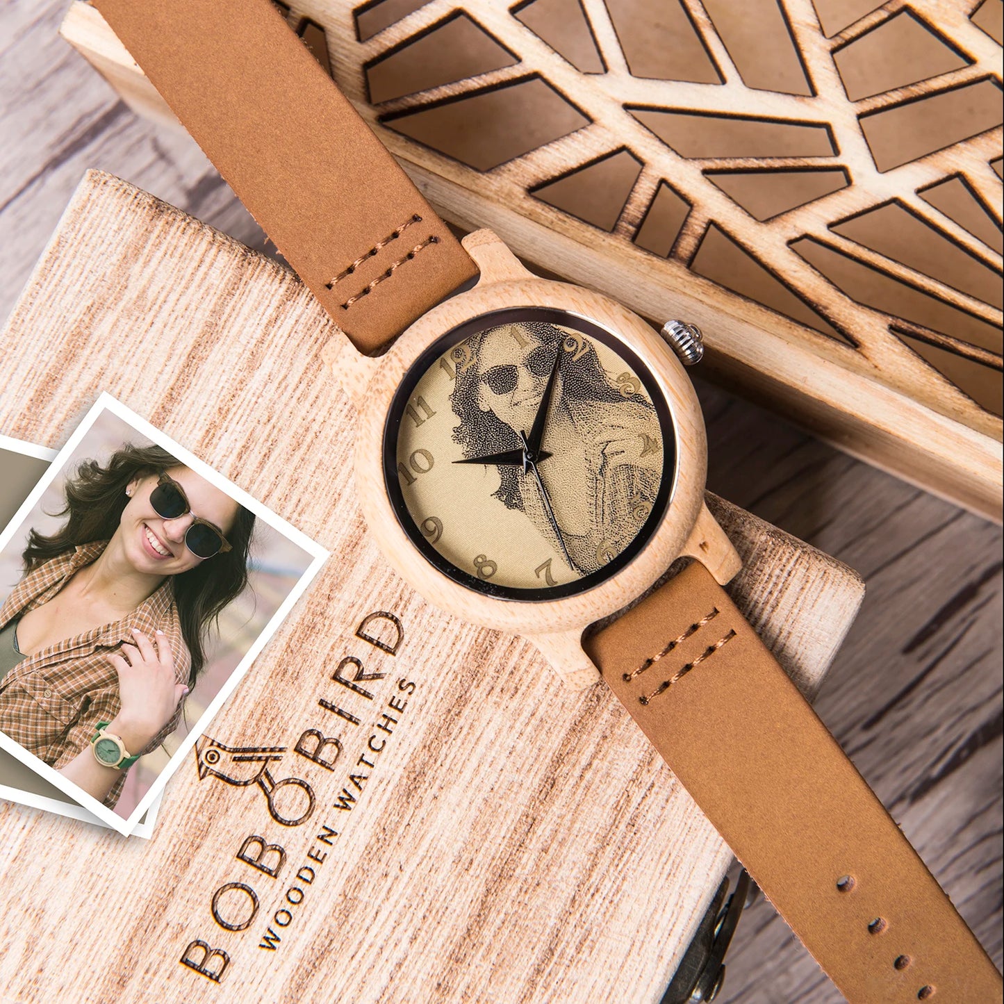 Montre en bois personnalisée BOBO BIRD, cadeau décontracté et mode pour couple avec photo, pour lui, cadeau d'anniversaire, support Dropshipping