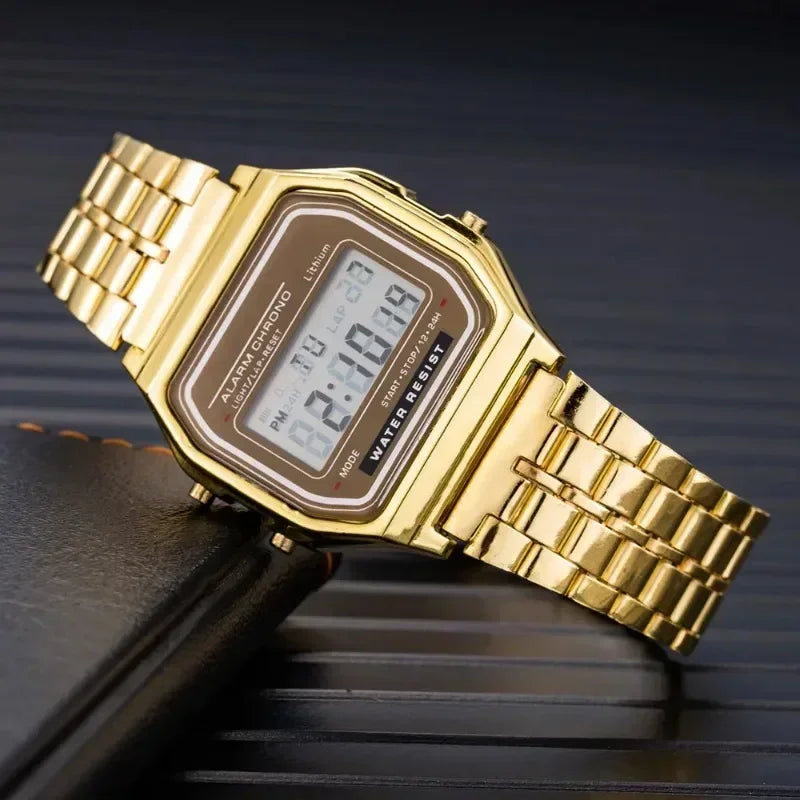 Fashion Mens Watch Digital Led Luxury Stainless Steel Square Wristwatch Electronic Watches for Men Female Clock Reloj Hombre