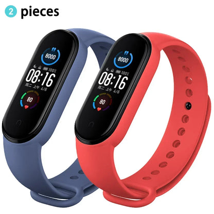 2PCS Watch Strap For Xiaomi Mi Band 7 6 5 4 3 Wristband Silicone Bracelet Wrist Straps MiBand 3/4 band6 Smartwatch Accessories