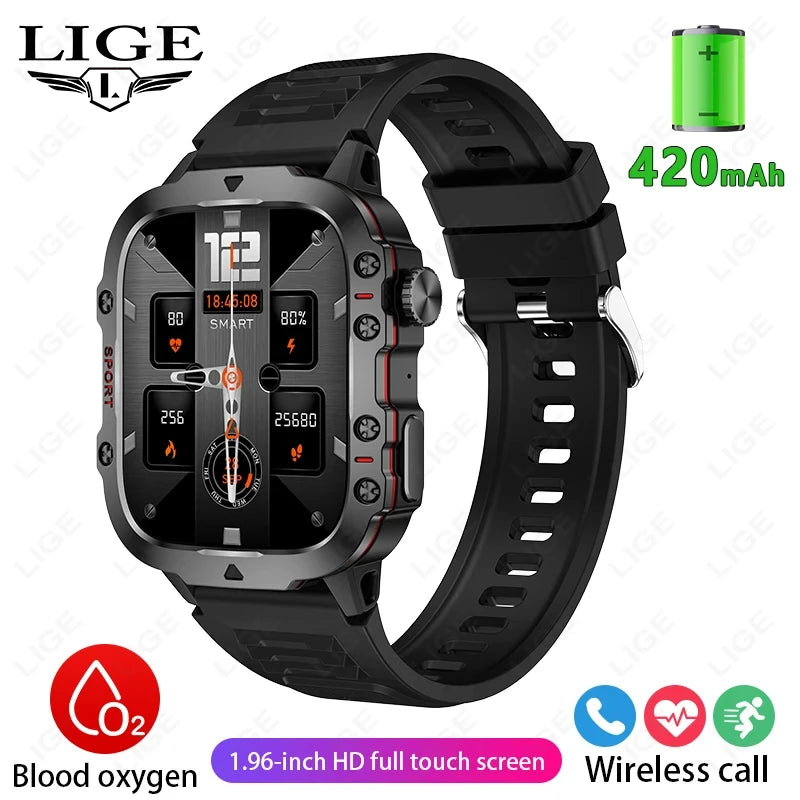 Montre Intelligente Homme Militaire Extérieur Sport Santé Moniteur Appel Bluetooth Assistant Vocal Étanche Pour Android IOS Montre Connectée