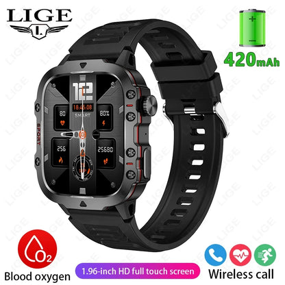 Montre Intelligente Homme Militaire Extérieur Sport Santé Moniteur Appel Bluetooth Assistant Vocal Étanche Pour Android IOS Montre Connectée