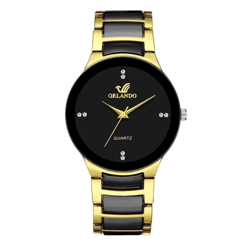 ORLANDO Montres Homme Luxe Nouvel Arrivé Or Noir Cool Quartz Acier Montre-bracelet Exquis Masculino Relogio Horloge Tendance