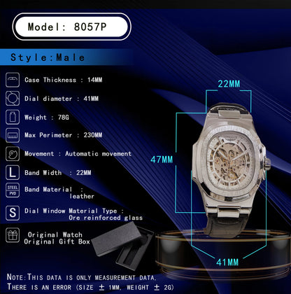 Men automatic watch waterproof outdoors simple luxury mechanical watches wholesale skeleton leather leisure mens watch gift
