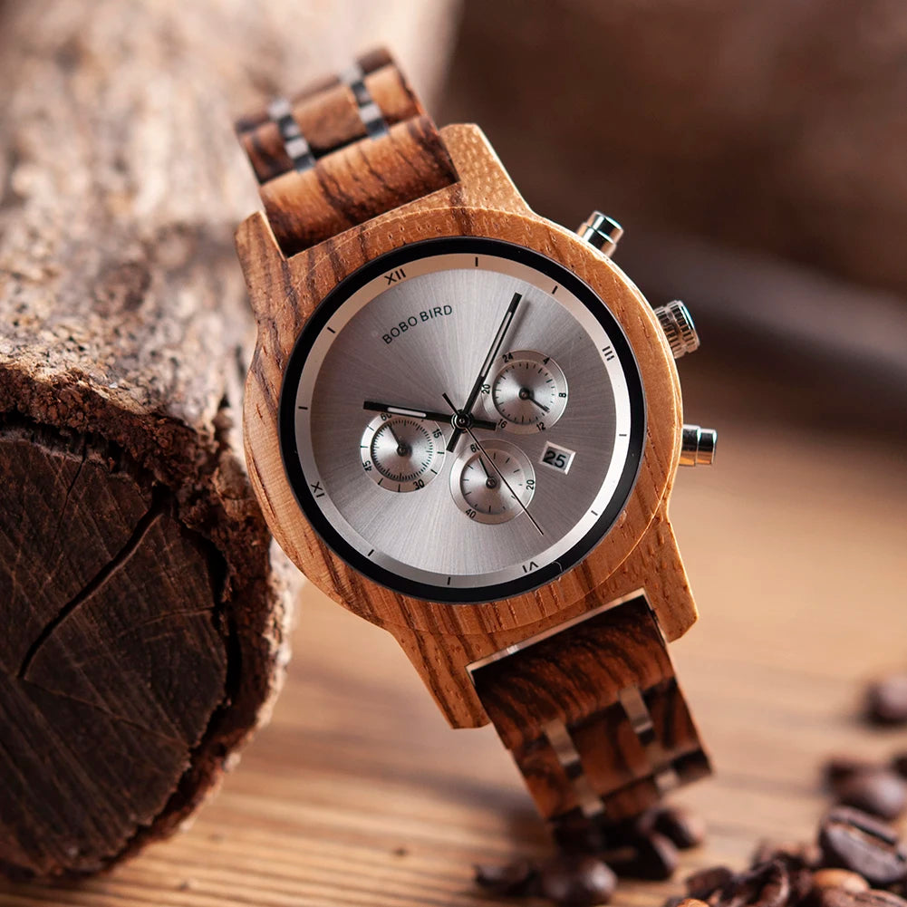 BOBOBIRD Customizable Engraved Wooden Watch for Men - Unique Personalized Birthday Gift for Dad Son Husband Boyfriend Special