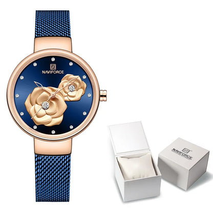NAVIFORCE – Coffret montre de luxe avec bracelet en maille d'acier, montre créative pour femme