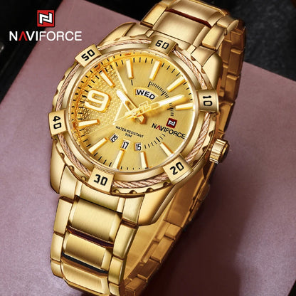 NAVIFORCE – Montre-bracelet de luxe pour homme, marque originale, quartz, classique, étanche, bracelet en acier, horloge pour homme