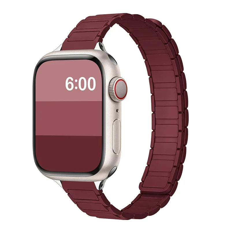 Bracelet fin en silicone à sangle magnétique pour femme pour Apple Watch S11 10 46/42mm 45mm 44 38mm 40mm 41mm 42mm iWatch SE 9 8 7 6 5 4 3 2 1