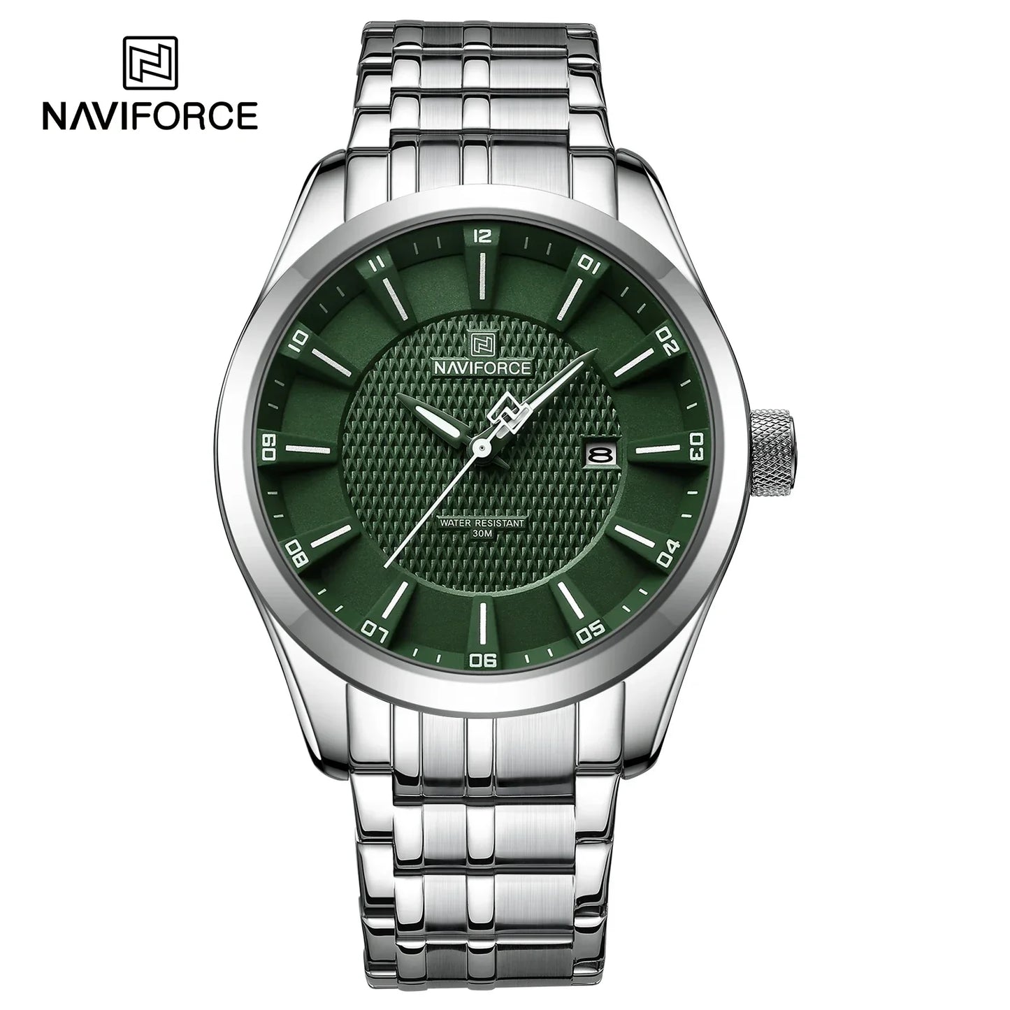 Montre NAVIFORCE de luxe pour homme, montre-bracelet étanche à quartz lumineuse en acier inoxydable, montres à la mode pour hommes