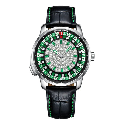 BONEST GATTI 8004 Men's Mechanical Watch European Button Wheel Disc Fun Game Diamond Dial Sapphire Glass Cover watch for men