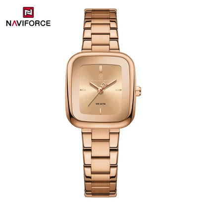 NAVIFORCE Montres Fashion Femme Sport 30M Étanche Femme Montres en Acier Inoxydable Montre Carrée Unique Ultra Légère pour Filles