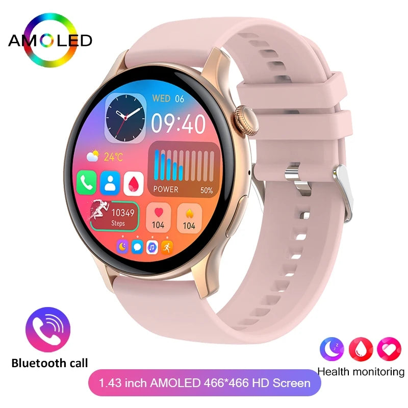 Nouvelle montre intelligente AMOLED True 2026 pour femmes, écran toujours allumé, résolution 466*466 HD, suivi de santé, appels vocaux, NFC, Smartwatch pour femmes