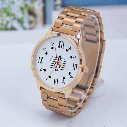 Montres-bracelets à quartz à symbole, Souvenir, Livraison gratuite, Montre-bracelet en or rose pour homme, Cadeau d'expert en musique, Naviforce, Note noire, Argent