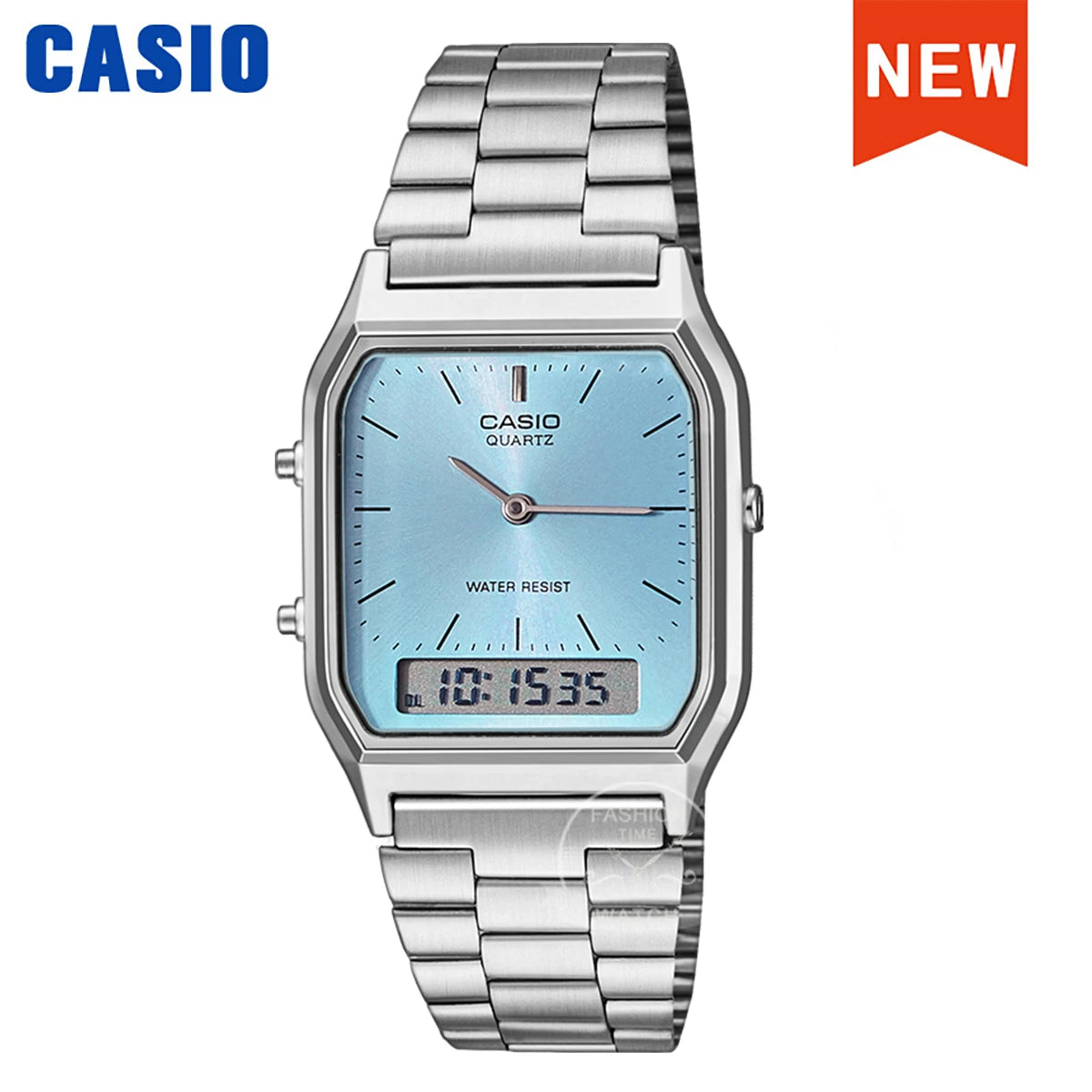Montre Casio Homme Double Affichage Style Rétro Cadran Personnalisé Mouvement à Quartz Résistante à l'Eau AQ-230A-