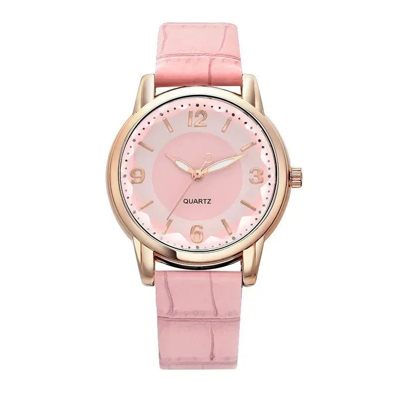 Montre à bracelet en cuir pour femme, verre polygonal, horloge de luxe, cadran créatif, mode, montre à quartz