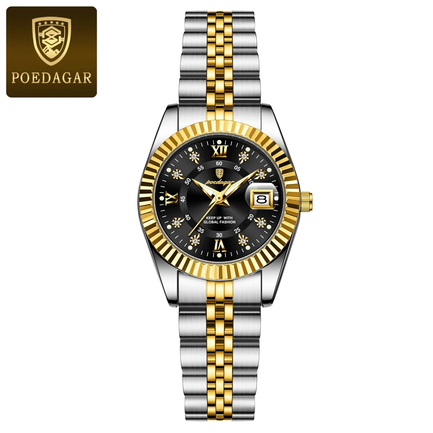 POEDAGAR Top Luxury Watch For Women Waterproof Stainless Steel Luminous Date Ladies Watch Quartz Fashion Elegant Women's Watches