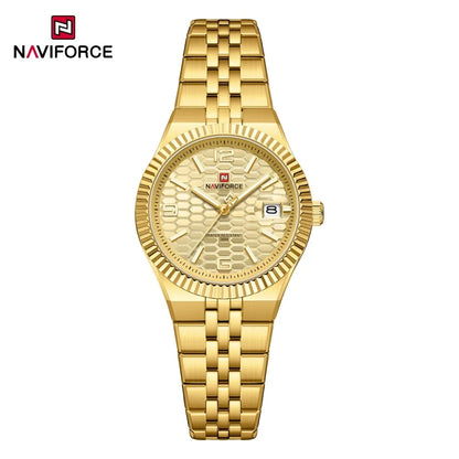 NAVIFORCE Montre de sport pour femmes, haute qualité, étanche, en acier inoxydable, horloge romantique, montre-bracelet à quartz pour dames, Reloj Mujer