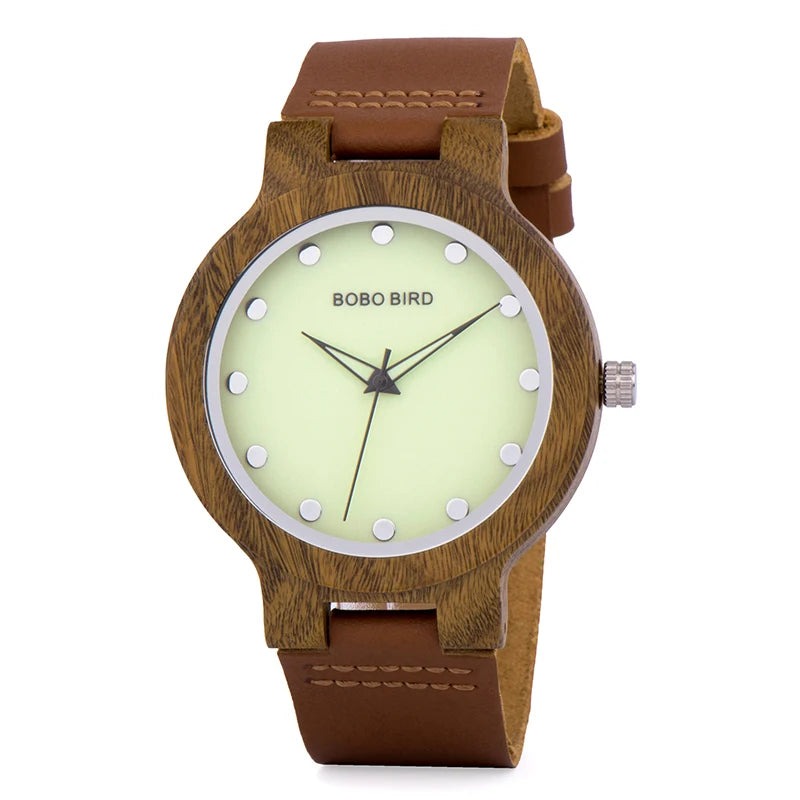 BOBO BIRD Universal Bamboo Wooden Leather Watch