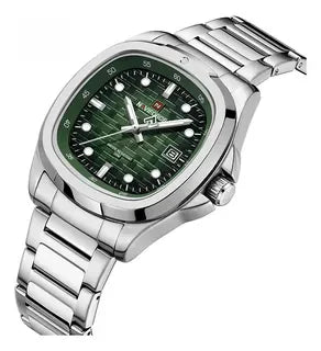 Montre-bracelet de sport NAVIFORCE pour hommes, à quartz, en acier inoxydable, lumineuse, avec calendrier, cadran carré, pour affaires