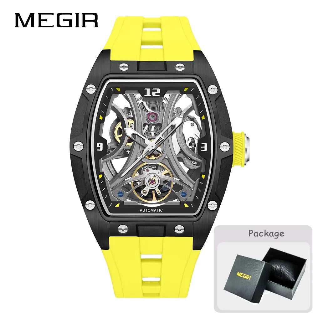 MEGIR 2026 Nouvelle montre automatique mécanique pour homme, marque de luxe, mouvement en acier inoxydable, étanche, Relogio